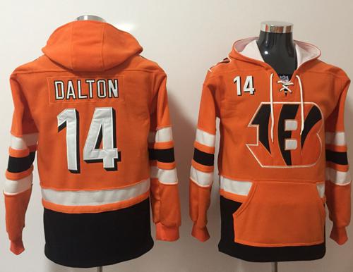 Nike Bengals #14 Andy Dalton Orange/Black Name & Number Pullover NFL Hoodie