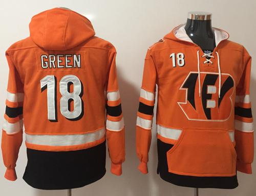 Nike Bengals #18 A.J. Green Orange/Black Name & Number Pullover NFL Hoodie