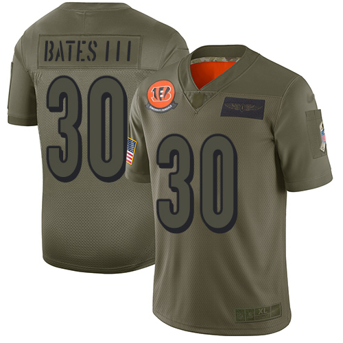 Bengals #30 Jessie Bates III Camo Men's Stitched Football Limited 2019 Salute To Service Jersey