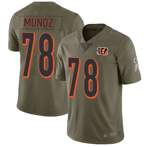 Nike Bengals #78 Anthony Munoz Olive Men's Stitched NFL Limited 2017 Salute To Service Jersey - Click Image to Close