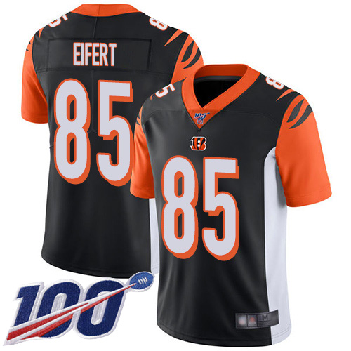 Bengals #85 Tyler Eifert Black Team Color Men's Stitched Football 100th Season Vapor Limited Jersey