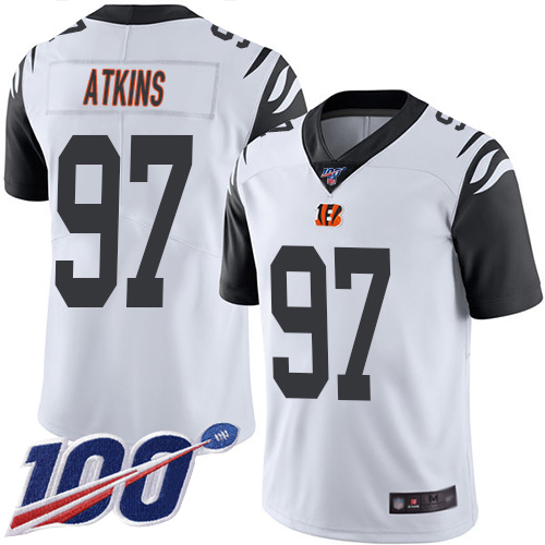 Bengals #97 Geno Atkins White Men's Stitched Football Limited Rush 100th Season Jersey