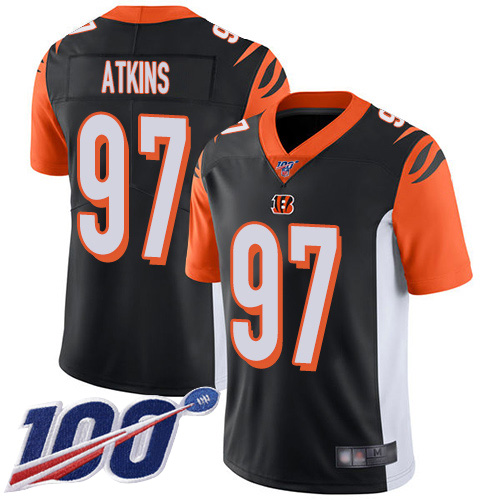 Bengals #97 Geno Atkins Black Team Color Men's Stitched Football 100th Season Vapor Limited Jersey