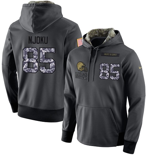 NFL Men's Nike Cleveland Browns #85 David Njoku Stitched Black Anthracite Salute to Service Player Performance Hoodie