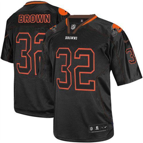 Nike Browns #32 Jim Brown Lights Out Black Men's Stitched NFL Elite Jersey - Click Image to Close