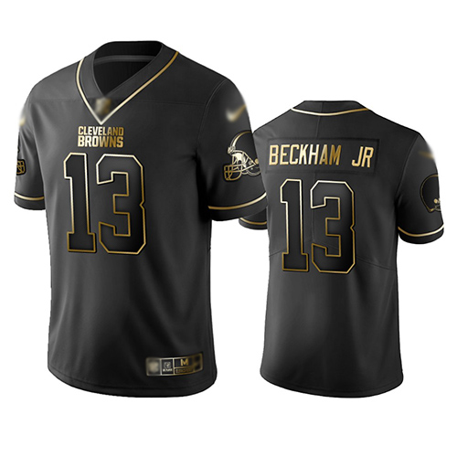 Browns #13 Odell Beckham Jr Black Men's Stitched Football Limited Golden Edition Jersey - Click Image to Close