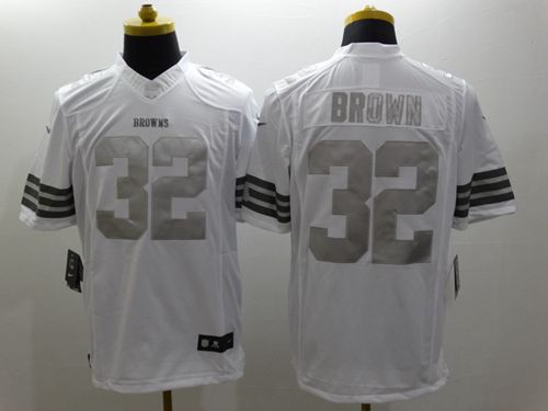 Nike Browns #32 Jim Brown White Men's Stitched NFL Limited Platinum Jersey