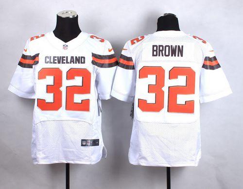 Nike Browns #32 Jim Brown White Men's Stitched NFL New Elite Jersey