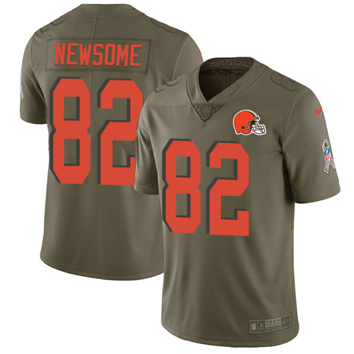 Nike Browns #82 Ozzie Newsome Olive Men's Stitched NFL Limited 2017 Salute To Service Jersey - Click Image to Close