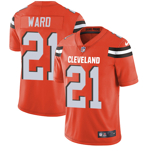 Nike Browns #21 Denzel Ward Orange Alternate Men's Stitched NFL Vapor Untouchable Limited Jersey - Click Image to Close