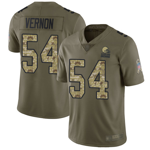 Nike Browns #54 Olivier Vernon Olive/Camo Men's Stitched NFL Limited 2017 Salute To Service Jersey - Click Image to Close