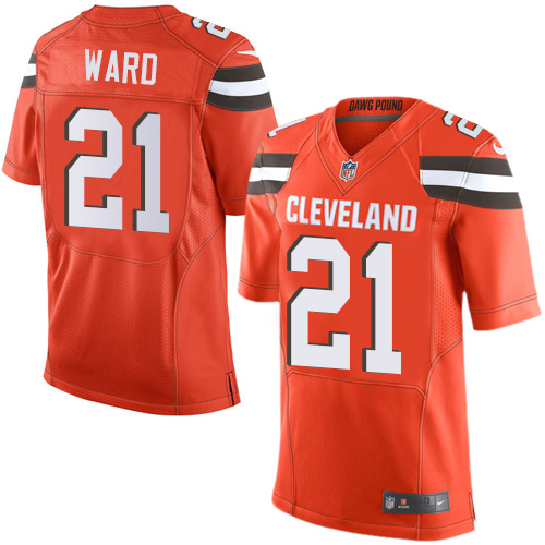 Nike Browns #21 Denzel Ward Orange Alternate Men's Stitched NFL Elite Jersey - Click Image to Close