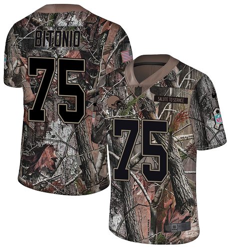 Nike Browns #75 Joel Bitonio Camo Men's Stitched NFL Limited Rush Realtree Jersey