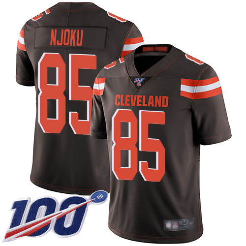 Browns #85 David Njoku Brown Team Color Men's Stitched Football 100th Season Vapor Limited Jersey