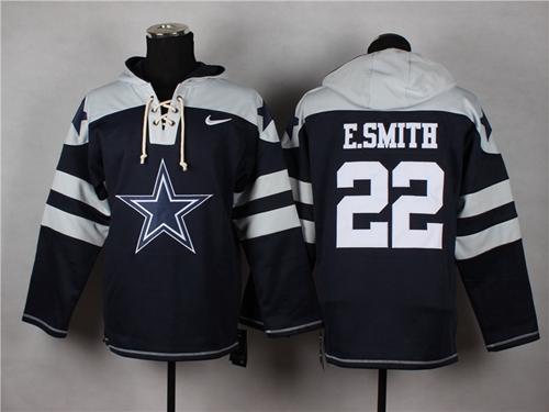 Nike Cowboys #22 Emmitt Smith Navy Blue Player Pullover Hoodie - Click Image to Close