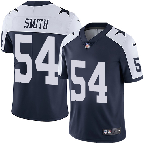 Nike Cowboys #54 Jaylon Smith Navy Blue Thanksgiving Men's Stitched NFL Vapor Untouchable Limited Throwback Jersey - Click Image to Close