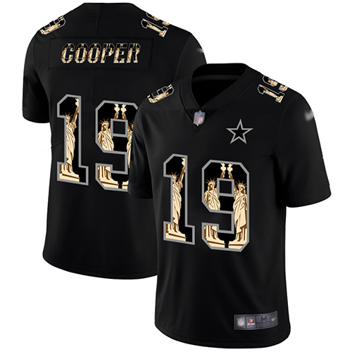 Cowboys #19 Amari Cooper Black Men's Stitched Football Limited Statue of Liberty Jersey