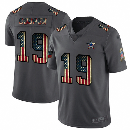 Cowboys #19 Amari Cooper Carbon Black Men's Stitched Football Limited Retro Flag Jersey