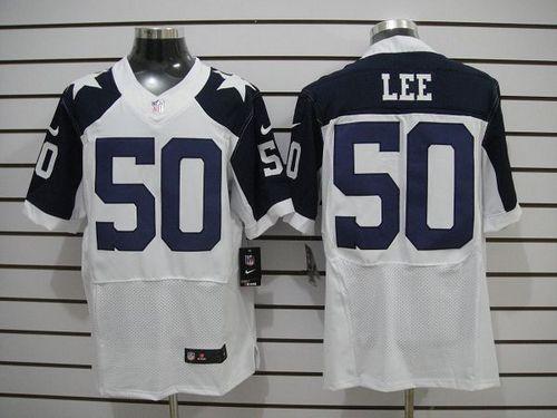 Nike Cowboys #50 Sean Lee White Thanksgiving Throwback Men's Stitched NFL Elite Jersey