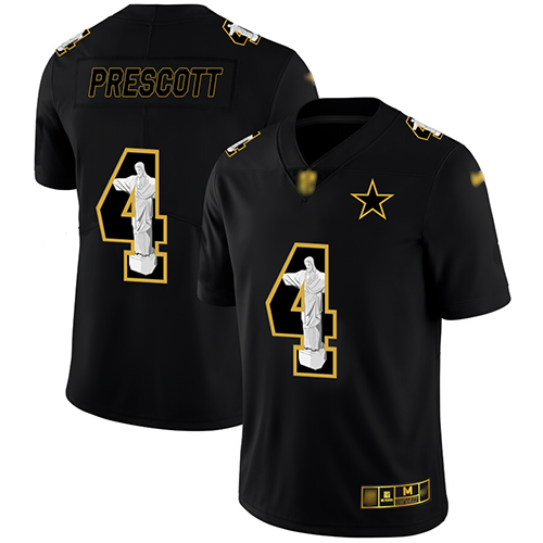 Cowboys #4 Dak Prescott Black Men's Stitched Football Limited Jesus Faith Jersey