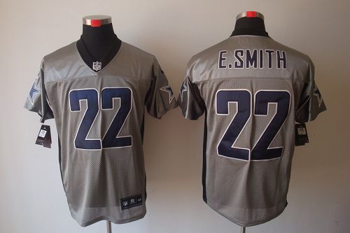 Nike Cowboys #22 Emmitt Smith Grey Shadow Men's Stitched NFL Elite Jersey