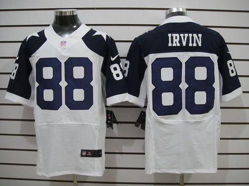 Nike Cowboys #88 Michael Irvin White Thanksgiving Throwback Men's Stitched NFL Elite Jersey