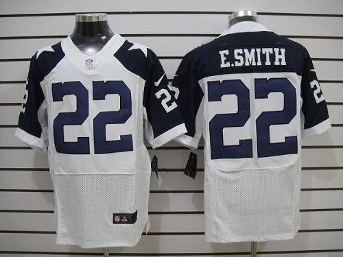 Nike Cowboys #22 Emmitt Smith White Thanksgiving Throwback Men's Stitched NFL Elite Jersey