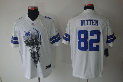 Nike Cowboys #82 Jason Witten White Men's Stitched NFL Helmet Tri-Blend Limited Jersey