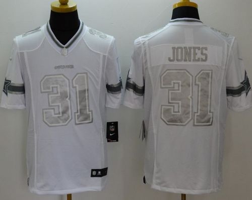 Nike Cowboys #31 Byron Jones White Men's Stitched NFL Limited Platinum Jersey - Click Image to Close