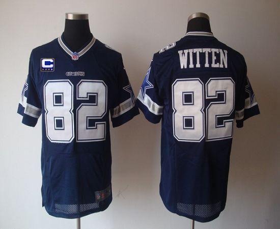 Nike Cowboys #82 Jason Witten Navy Blue Team Color With C Patch Men's Stitched NFL Elite Jersey