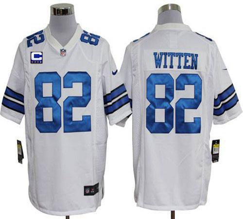 Nike Cowboys #82 Jason Witten White With C Patch Men's Stitched NFL Game Jersey