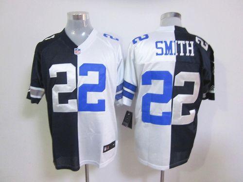 Nike Cowboys #22 Emmitt Smith Navy Blue/White Men's Stitched NFL Elite Split Jersey