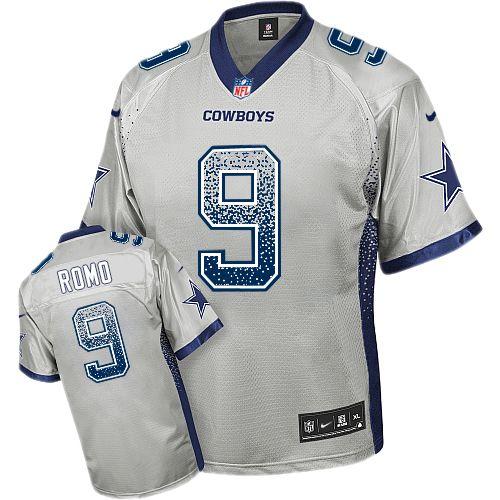 Nike Cowboys #9 Tony Romo Grey Men's Stitched NFL Elite Drift Fashion Jersey