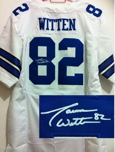 Nike Cowboys #82 Jason Witten White Men's Stitched NFL Elite Autographed Jersey