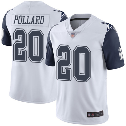 Cowboys #20 Tony Pollard White Men's Stitched Football Limited Rush Jersey - Click Image to Close