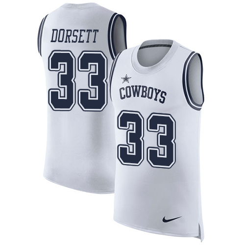 Nike Cowboys #33 Tony Dorsett White Men's Stitched NFL Limited Rush Tank Top Jersey