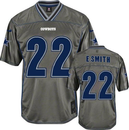 Nike Cowboys #22 Emmitt Smith Grey Men's Stitched NFL Elite Vapor Jersey - Click Image to Close