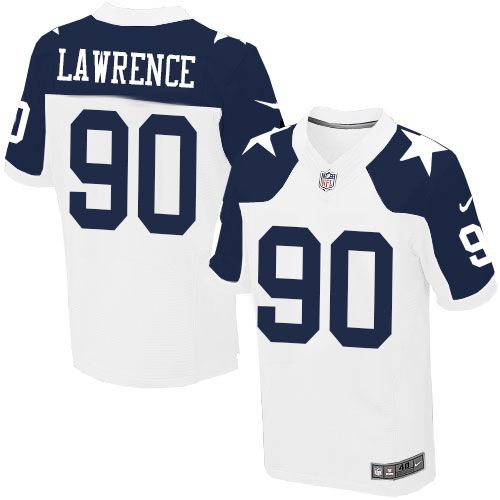 Nike Cowboys #90 Demarcus Lawrence White Thanksgiving Throwback Men's Stitched NFL Elite Jersey - Click Image to Close