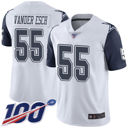 Cowboys #55 Leighton Vander Esch White Men's Stitched Football Limited Rush 100th Season Jersey