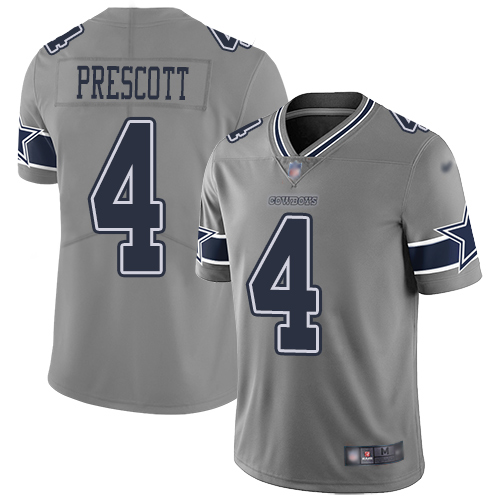 Cowboys #4 Dak Prescott Gray Men's Stitched Football Limited Inverted Legend Jersey