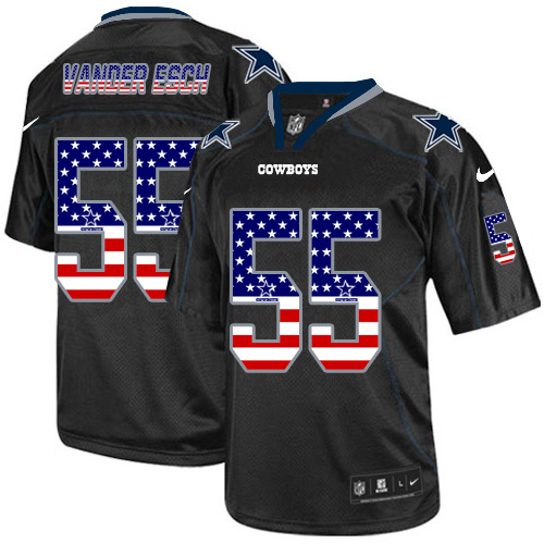 Nike Cowboys #55 Leighton Vander Esch Black Men's Stitched NFL Elite USA Flag Fashion Jersey - Click Image to Close