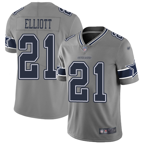 Cowboys #21 Ezekiel Elliott Gray Men's Stitched Football Limited Inverted Legend Jersey