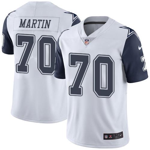 Nike Cowboys #70 Zack Martin White Men's Stitched NFL Limited Rush Jersey - Click Image to Close