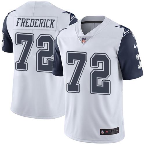 Nike Cowboys #72 Travis Frederick White Men's Stitched NFL Limited Rush Jersey - Click Image to Close