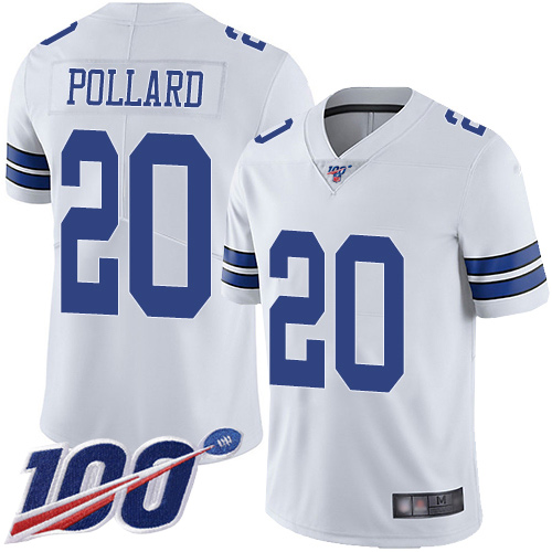 Cowboys #20 Tony Pollard White Men's Stitched Football 100th Season Vapor Limited Jersey - Click Image to Close