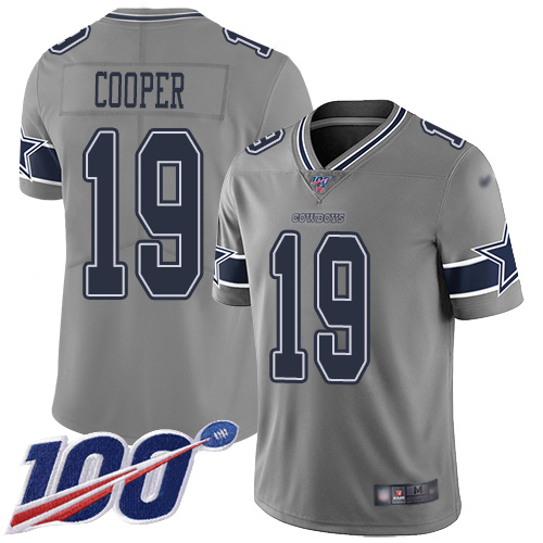 Cowboys #19 Amari Cooper Gray Men's Stitched Football Limited Inverted Legend 100th Season Jersey