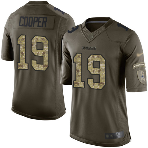 Cowboys #19 Amari Cooper Green Men's Stitched Football Limited 2015 Salute to Service Jersey - Click Image to Close