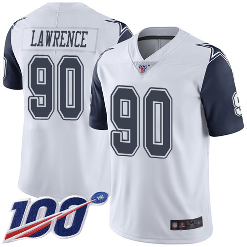 Cowboys #90 Demarcus Lawrence White Men's Stitched Football Limited Rush 100th Season Jersey