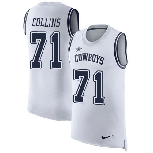 Nike Cowboys #71 La'el Collins White Men's Stitched NFL Limited Rush Tank Top Jersey - Click Image to Close