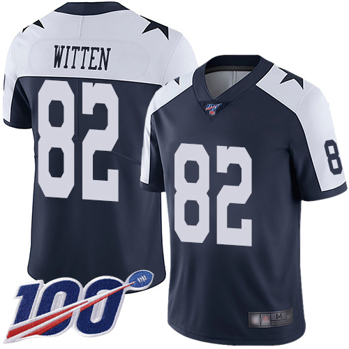 Cowboys #82 Jason Witten Navy Blue Thanksgiving Men's Stitched Football 100th Season Vapor Throwback Limited Jersey